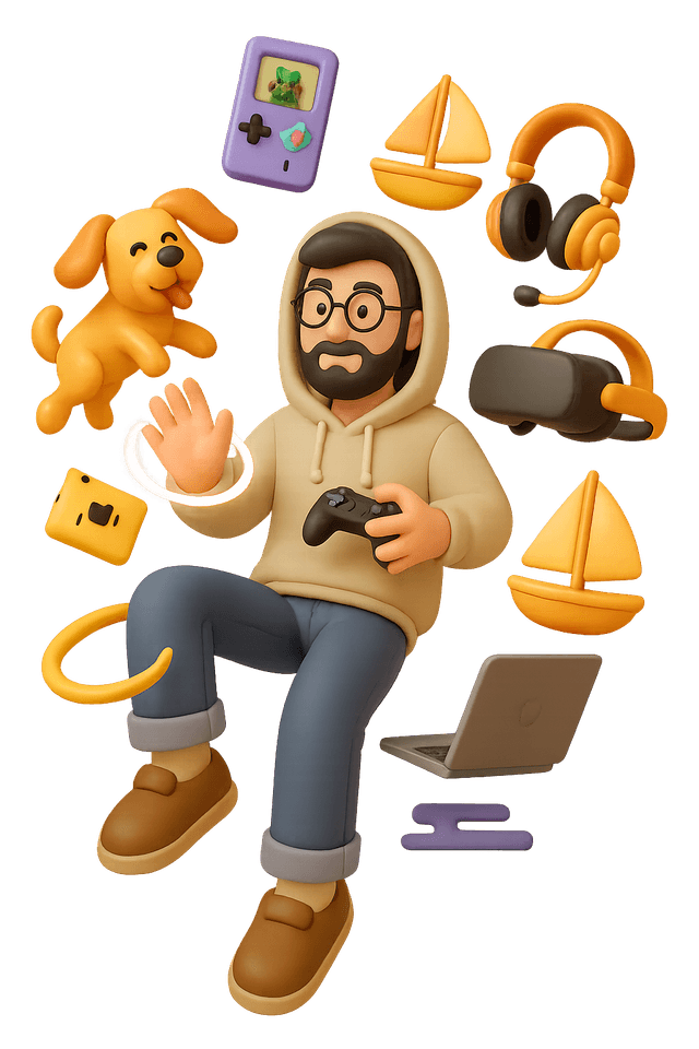 A 3D rendering of me and my favorite stuff